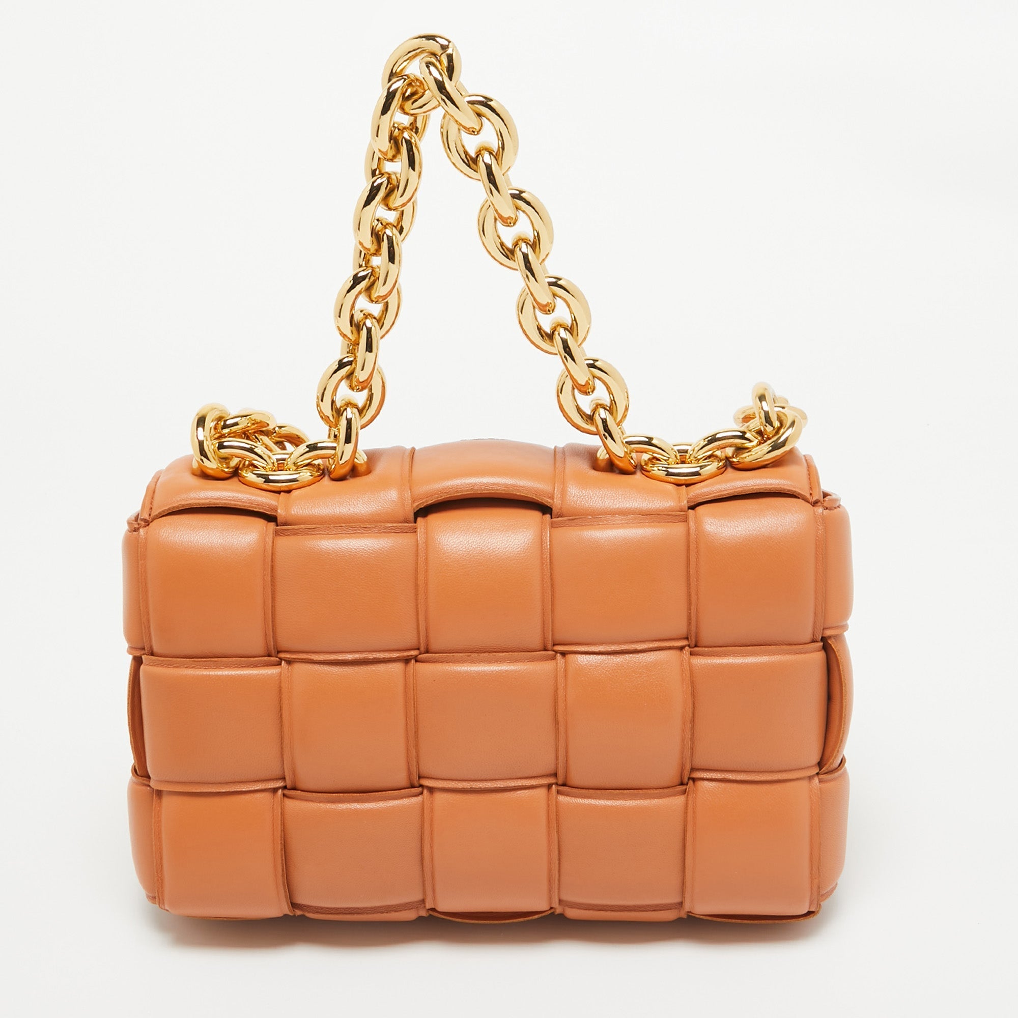 BOTTEGA VENETA Brown Padded Leather Chain Cassette Shoulder Bag
