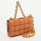 BOTTEGA VENETA Brown Padded Leather Chain Cassette Shoulder Bag