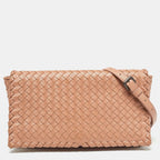 BOTTEGA VENETA Beige Intrecciato Leather Olimpia Flap Shoulder Bag