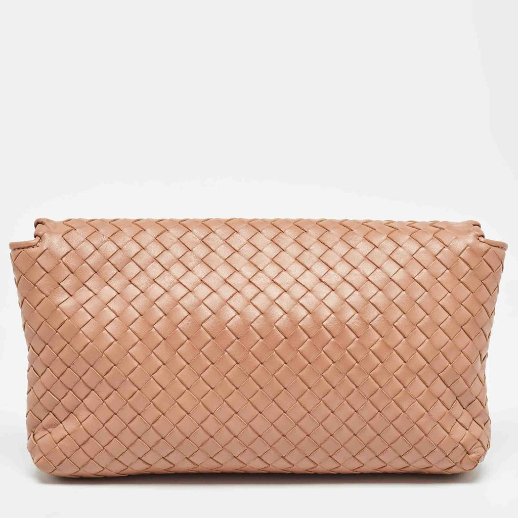 BOTTEGA VENETA Beige Intrecciato Leather Olimpia Flap Shoulder Bag