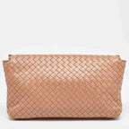 BOTTEGA VENETA Beige Intrecciato Leather Olimpia Flap Shoulder Bag