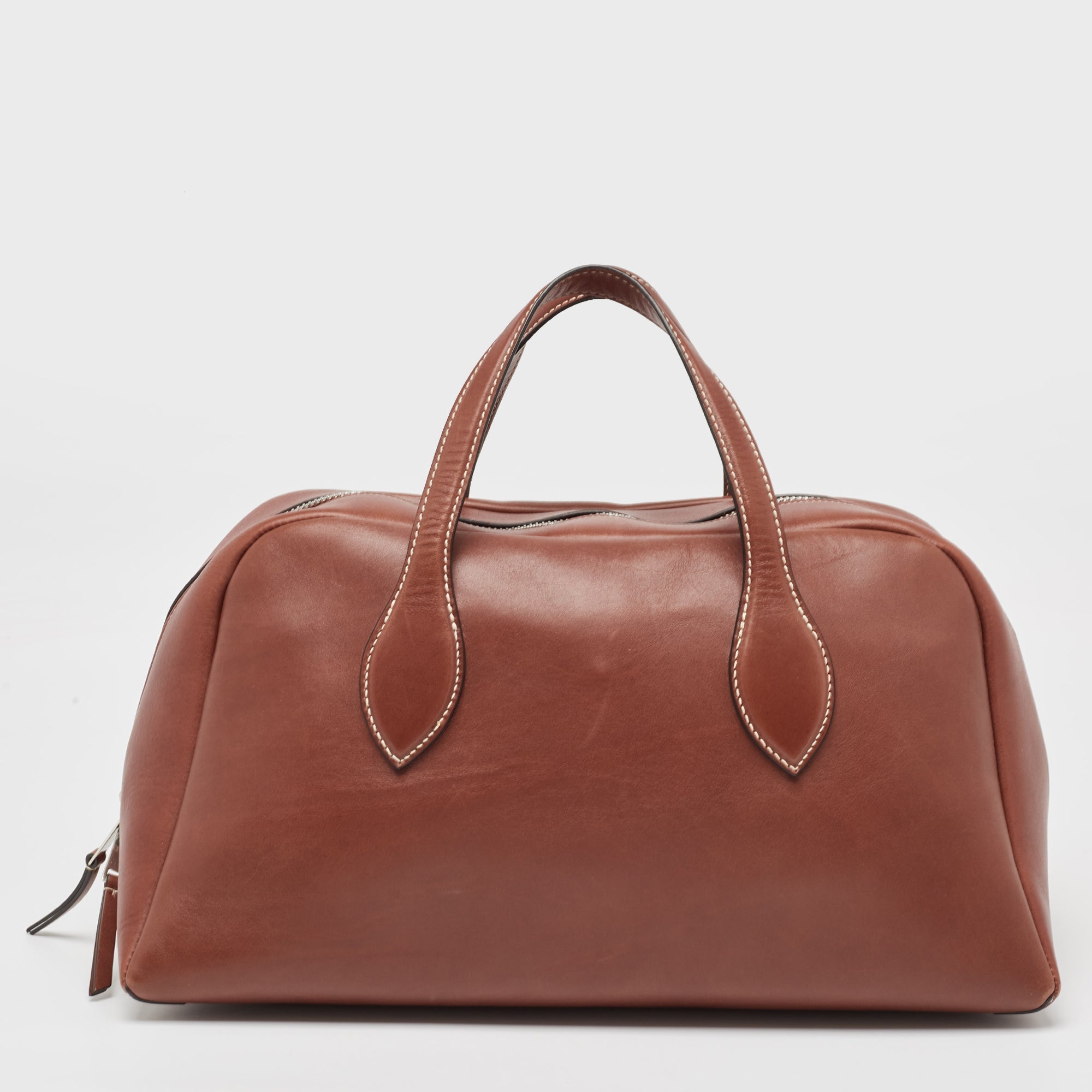 CELINE Brown Leather Medium Bowling Bag
