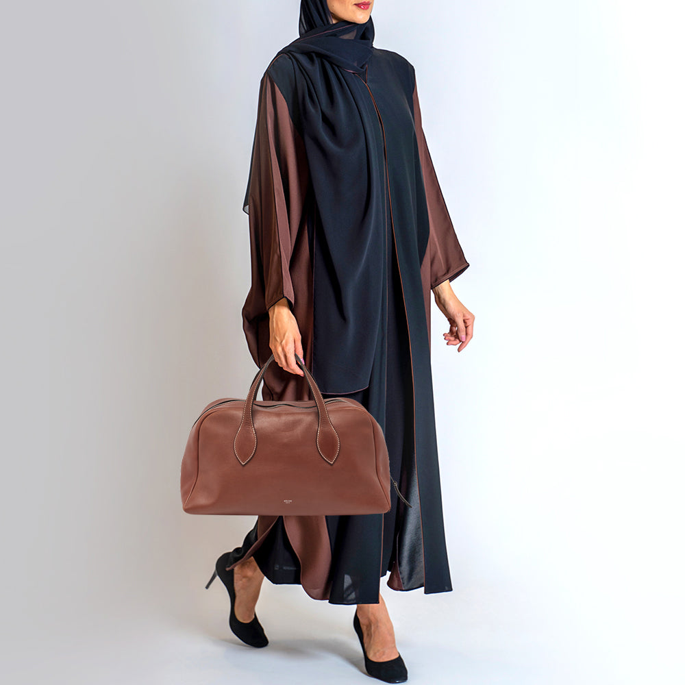 CELINE Brown Leather Medium Bowling Bag