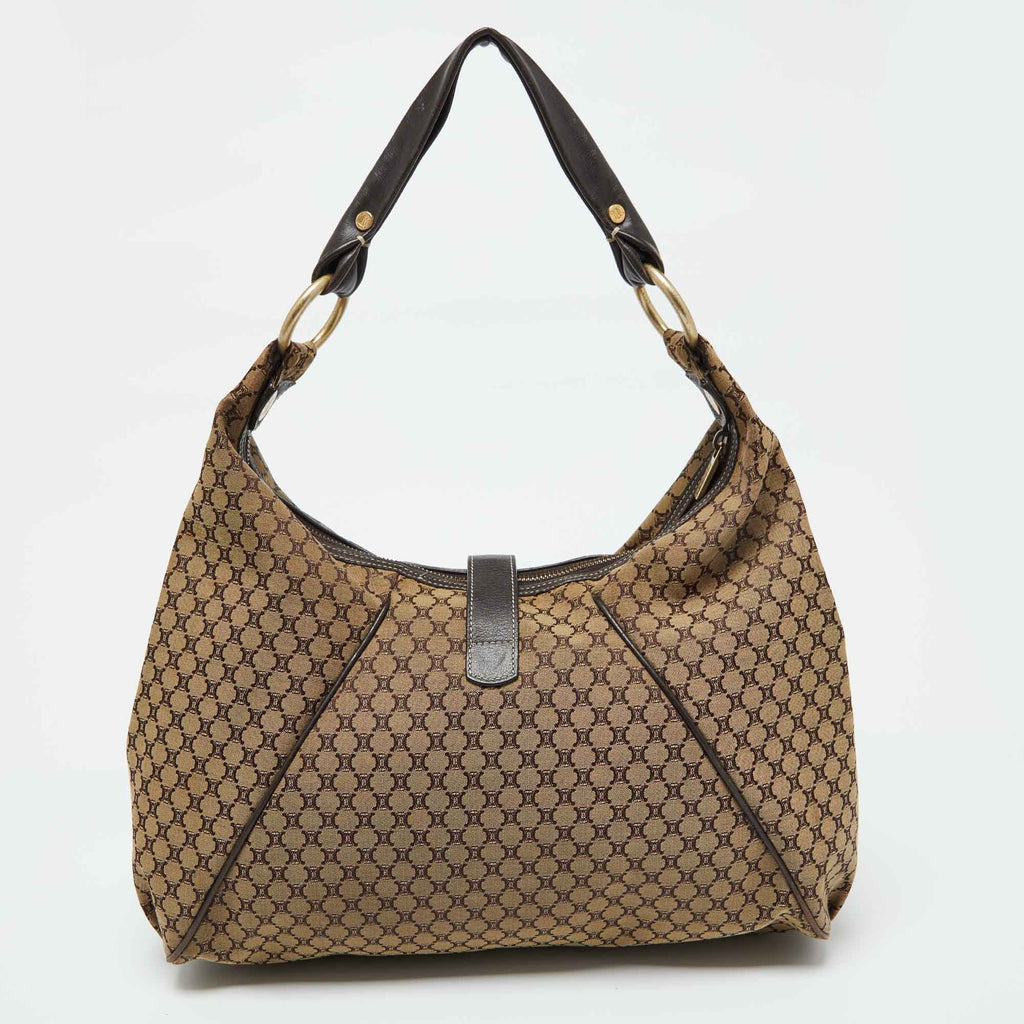 CELINE Beige/Brown Macadam Canvas and Leather Bag