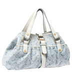 Celine Blue/White Monogram Canvas and Leather Satchel