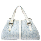 Celine Blue/White Monogram Canvas and Leather Satchel