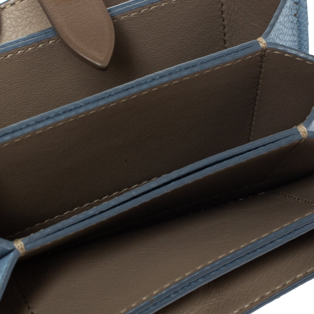CELINE Dusty Blue Grained Leather Accordeon Card Holder