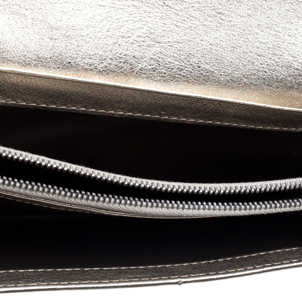 Celine Metallic Gold Leather Flap Continental Wallet