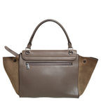 Celine Brown/Grey Leather and Suede Medium Trapeze Top Handle Bag