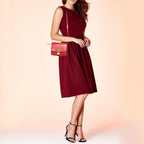 Celine Red Leather Small Classic Box Flap Bag