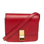 Celine Red Leather Small Classic Box Flap Bag