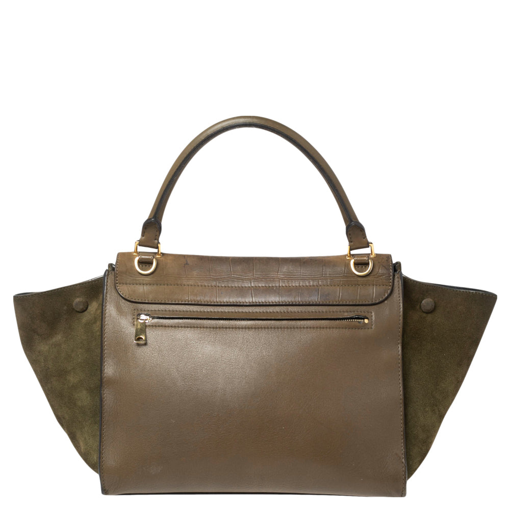 Celine Tri Color Leather and Suede Medium Trapeze Top Handle Bag