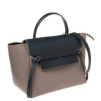 Celine Beige/Navy Blue Leather Mini Belt Top Handle Bag