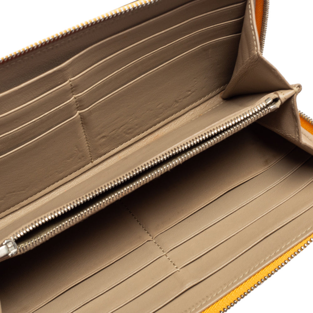Celine Mustard Yellow Leather Zip Around Wallet