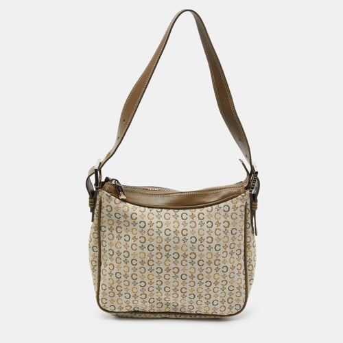 CELINE Tri Color Macadam Canvas and Leather Vintage Shoulder Bag