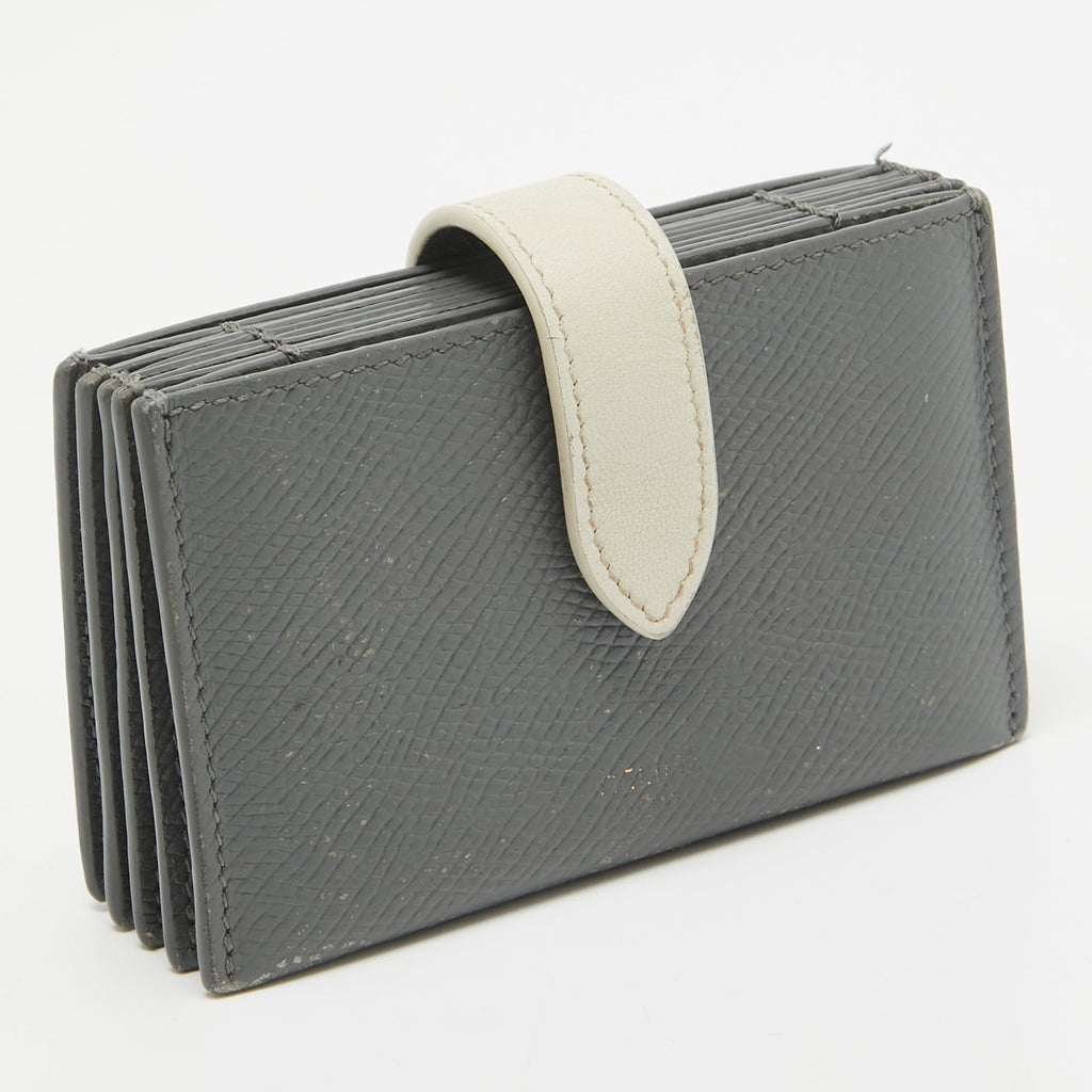 CELINE Grey/Off White Leather Accordion Card Holder