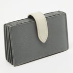 CELINE Grey/Off White Leather Accordion Card Holder