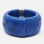 DIOR Leather Silver Tone Extra Wide Bracelet