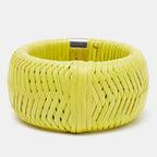 DIOR Leather Silver Tone Extra Wide Bracelet