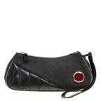 DIOR Black Denim and Leather Motorcycle Rockabilly Wristlet Clutch