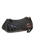 DIOR Black Denim and Leather Motorcycle Rockabilly Wristlet Clutch