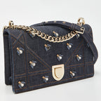 DIOR Blue Denim Medium Crystal Embellished ama Shoulder Bag