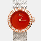 DIOR Red 18k Rose Gold Stainless Steel Diamonds La De  CD04012X1001 Women's Wristwatch 19 mm