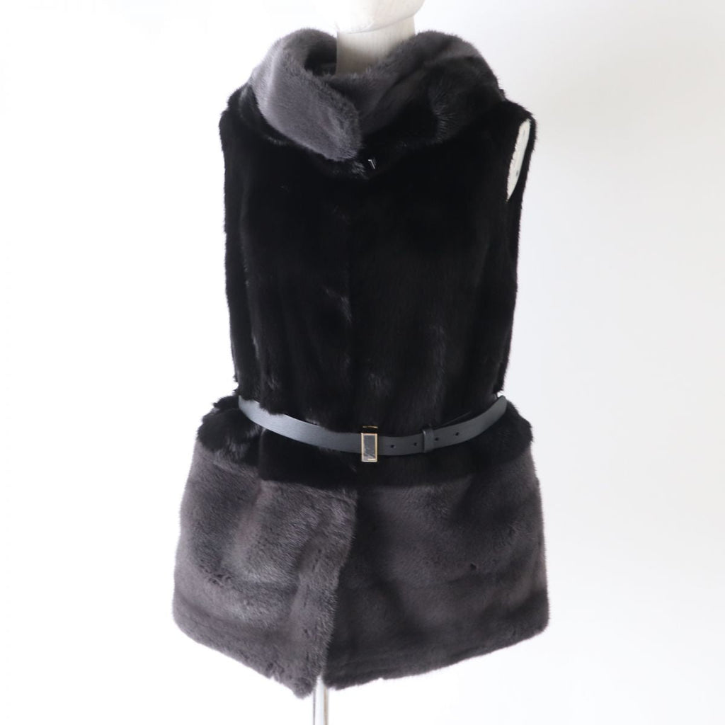 Fendi Leather Mink Fur Vest with Belt FNH320
