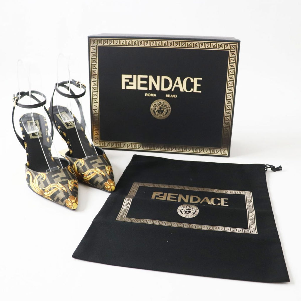 Fendi Versace Silk High Heel Sling Bag FF Logo