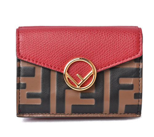 Fendi Leather Trifold Wallet F IS FENDI Micro Red