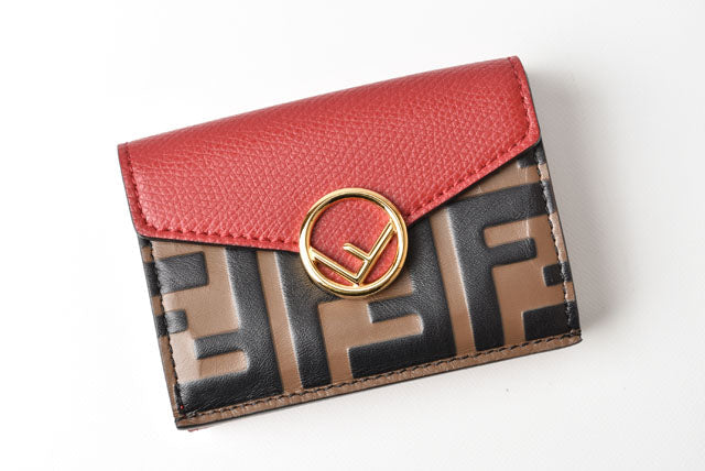 Fendi Leather Trifold Wallet F IS FENDI Micro Red