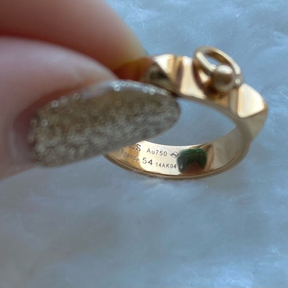 HERMES Collier de Chien rose gold ring