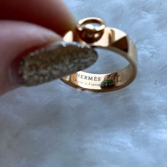 HERMES Collier de Chien rose gold ring