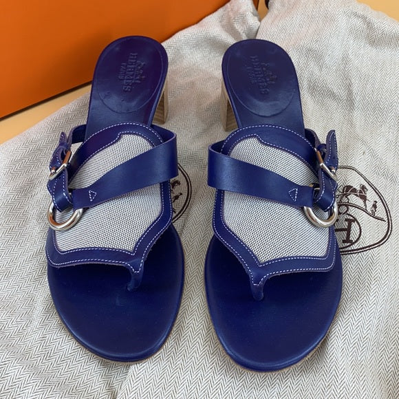 HERMES sandals caraibes toile H Panama