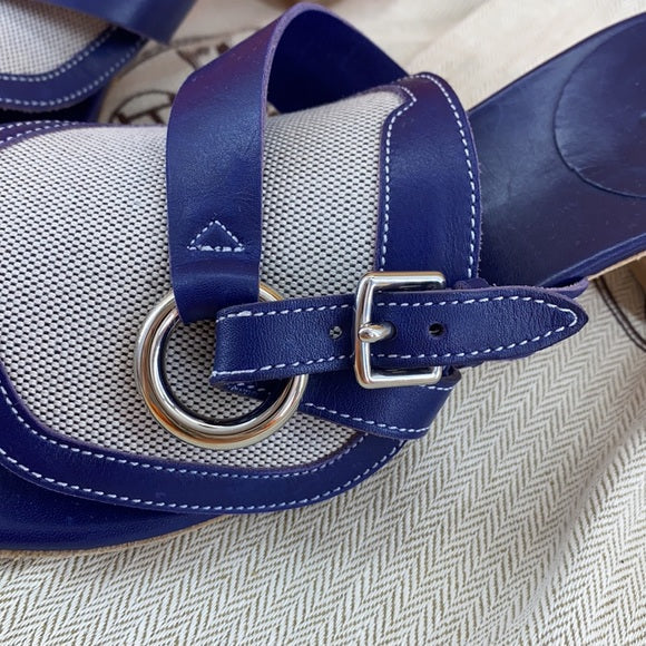 HERMES sandals caraibes toile H Panama