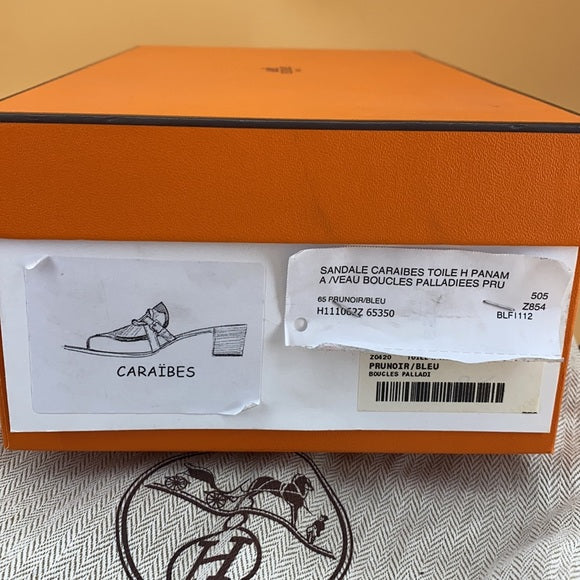 HERMES sandals caraibes toile H Panama