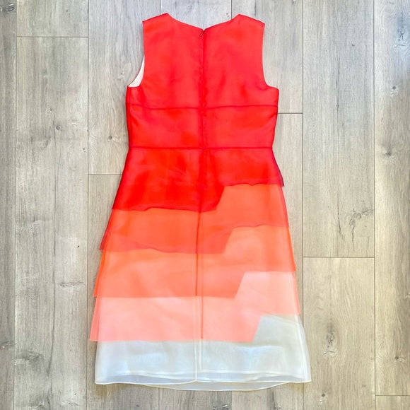 FENDI 100% silk Red Gradient Dress