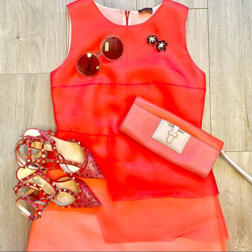 FENDI 100% silk Red Gradient Dress