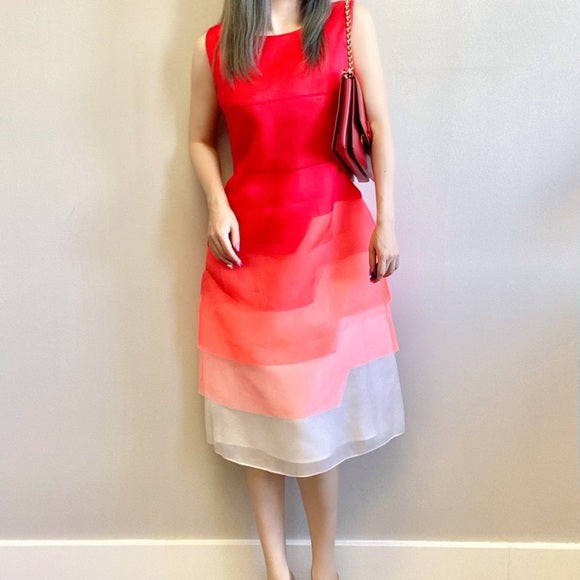 FENDI 100% silk Red Gradient Dress
