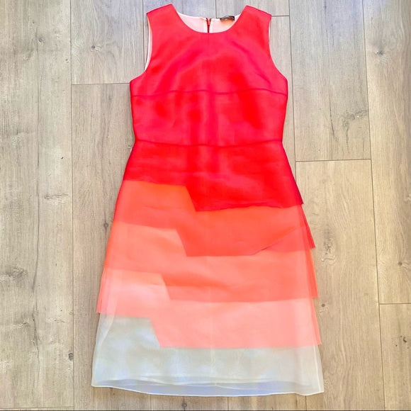 FENDI 100% silk Red Gradient Dress