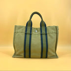 HERMES Green Canvas Fourre Tout PM Tote Bag