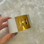 HERMES Kelly Dog leather bracelet white/ gold