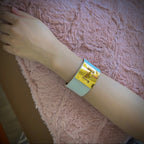 HERMES Kelly Dog leather bracelet white/ gold