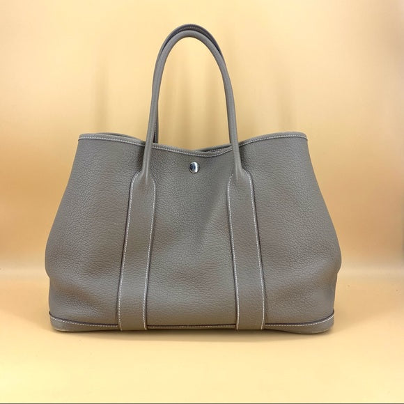 HERMES Garden Party 36 Etoupe leather bag