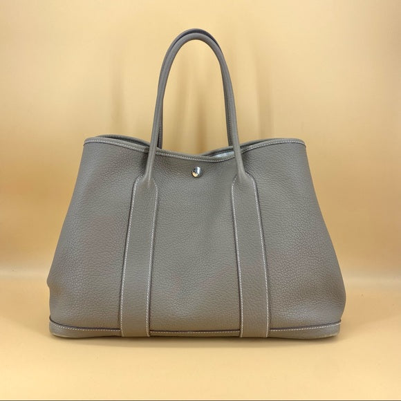 HERMES Garden Party 36 Etoupe leather bag