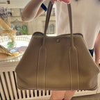 HERMES Garden Party 36 Etoupe leather bag