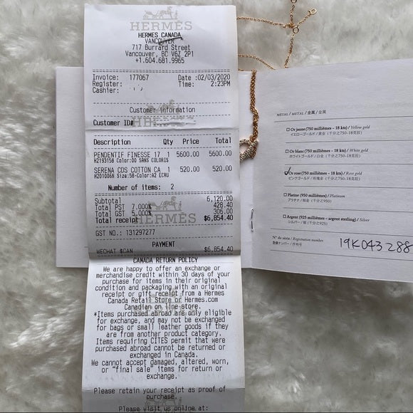HERMES Finesse pendant 750gold&diamond necklace