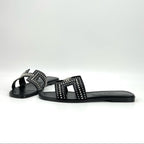 HERMES rivet oran sandals in black leather