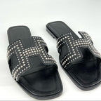 HERMES rivet oran sandals in black leather