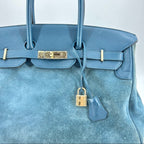 HERMES suede blue Birkin 35cm